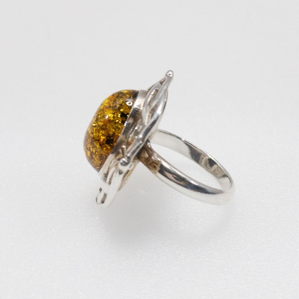 Polish Amber Sterling Silver Statement Ring | Size 6 - Picture 3 of 11